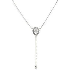 Collar Corbatero Cuarzo con Circonias Plata .925 con rodio