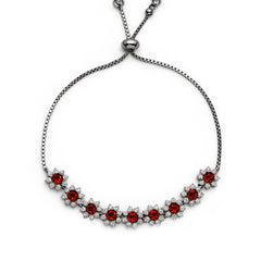 Pulsera Ajustable Flor de Circonias y Micro Circonias Plata .925 con Rodio