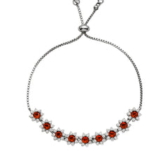 Pulsera Ajustable Flor de Circonias y Micro Circonias Plata .925 con Rodio