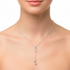 Collar Estilo Corbatero con Nudos y Bolitas Lisas Plata .925