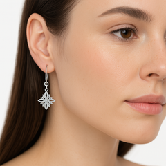 Arete Mediano Nudo de Bruja y Lunas Plata .925