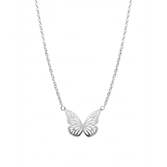 Collar Mariposa Calado con Cadena Eslabones Plata .925