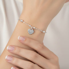 Pulsera Inspirada Tiff Corazon Grabado Plata .925
