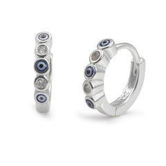 Huggies Chica con Ojo Turco y Micro Circonias Plata.925