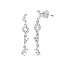 Arete Largo Love Con Microcirconias Plata .925
