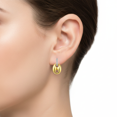 Huggies Inspirado Gucc con Micro Circonias Plata .925 con Baño de Oro