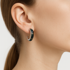 Arracada con Piedra Natural de 2.5cm Plata .925