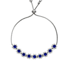 Pulsera Ajustable Flor de Circonias y Micro Circonias Plata .925 con Rodio