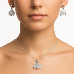 Juego Elefante con Grecas y Circonias Plata .925