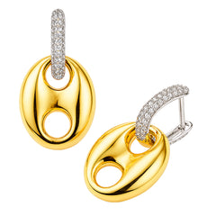 Huggies Inspirado Gucc con Micro Circonias Plata .925 con Baño de Oro