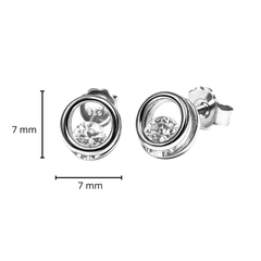 Broquel Doble Circulo con Circonia Plata .925 con Rodio