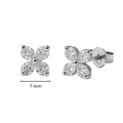 Broquel Trebol de 4 Hojas con Circonia Plata .925 con Rodio