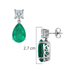 Aretes Turmalina Paraiba Maxi Gota con Circonia Cuadrada, Plata .925 con Rodio