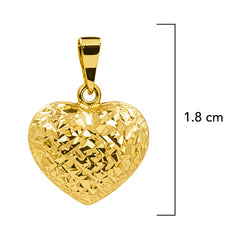 Dije Corazón Bombeado Diamantado 1.8cm Oro 10K
