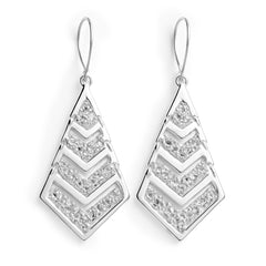 Arete Largo Rombo con Cristales Hecho a Mano Plata .925