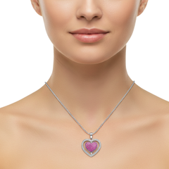 Collar Doble Corazón con Circonias Plata .925