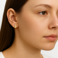 Broquel Barrita de Circonias Plata .925 con Baño de Oro