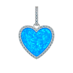 Dije Corazón Ópalo Azul con Micro Circonias Plata .925
