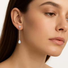 Arete Largo con Piedra Opalo y Circonia Plata .925