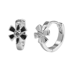 Huggies Flor con Circonia Plata .925 con Rodio