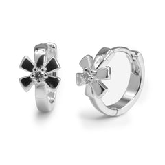 Huggies Flor con Circonia Plata .925 con Rodio