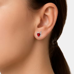 Broquel Conciencia en Forma de Corazon con Circonias Plata .925