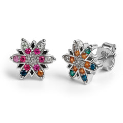 Broquel Florecita con Micro Circonias Plata .925 con Rodio