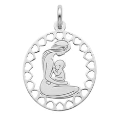 Dije Mamá con Bebé Plata .925