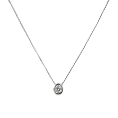 Collar Circonia Ovalada con Cadena Eslabones Plata .925 con Rodio