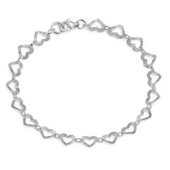 Pulsera Silueta de Corazones Diamantados Plata .925