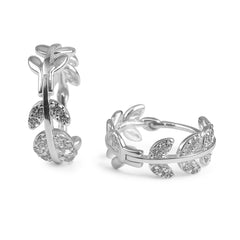 Huggies Hojas con Micro Circonias Plata .925