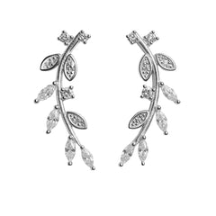 Arete Trepador Hojas con Circonias Plata .925