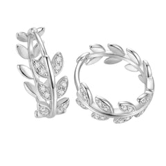 Arracada Huggies Hojas con Micro Circonias Plata .925