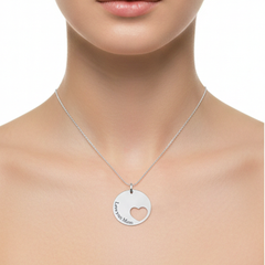 Dije Dúo Love You Mom con Corazón Liso Plata .925