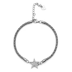 Pulsera Estrella con Micro Circonias y Cadena Espuma Plata .925 con Rodio