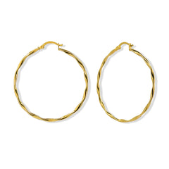 Arracada Ondulada Lisa 4cm Oro 10K