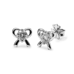 Broquel Moño con Circonia Plata .925 con Rodio