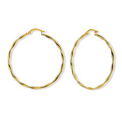 Arracada Ondulada Lisa 4.5cm Oro 10K