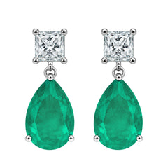 Aretes Turmalina Paraiba Maxi Gota con Circonia Cuadrada, Plata .925 con Rodio