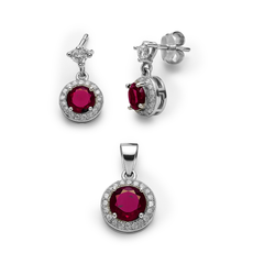 Juego Circonia Redonda con Micro Circonias Plata .925