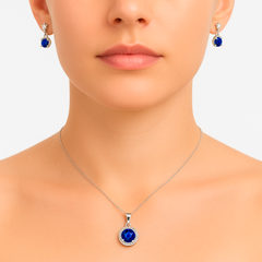 Juego Circonia Redonda con Micro Circonias Plata .925