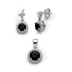 Juego Circonia Redonda con Micro Circonias Plata .925