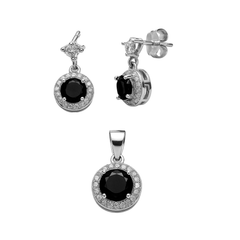 Juego Circonia Redonda con Micro Circonias Plata .925