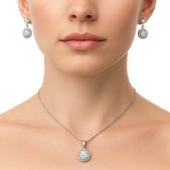 Juego Circonia Redonda con Micro Circonias Plata .925