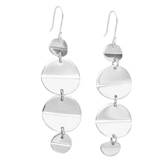 Arete Largo Circulos Lisos Hecho a Mano Plata .925