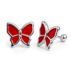 Broquel Economico Mariposa Grande Esmaltada Plata .925