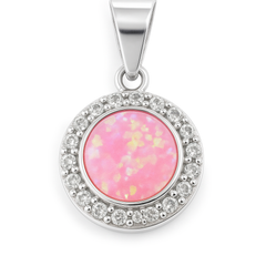 Dije Redondo de Ópalo con Micro Circonias Plata .925