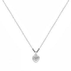 Collar Corazón Bombeado con Bolitas Diamantadas Plata .925