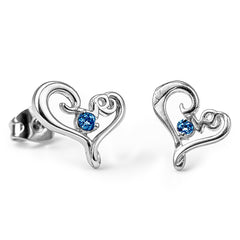 Broquel Silueta de Corazón Love con una Circonia al Centro Plata .925