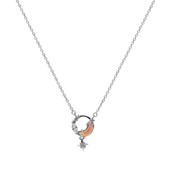 Collar Piedra Luna con Circonias Plata .925 con Rodio